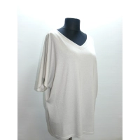 Delikatny wieczorowy SWETER Oversize z dekoltem - srebrny błysk